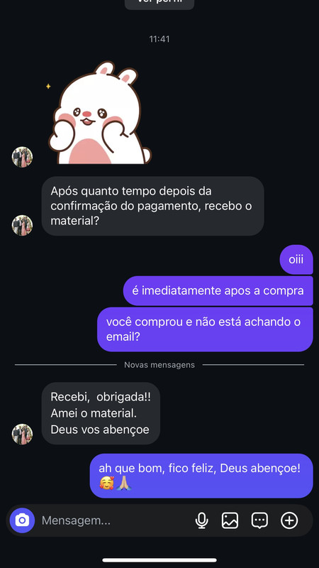 Depoimento do Instagram