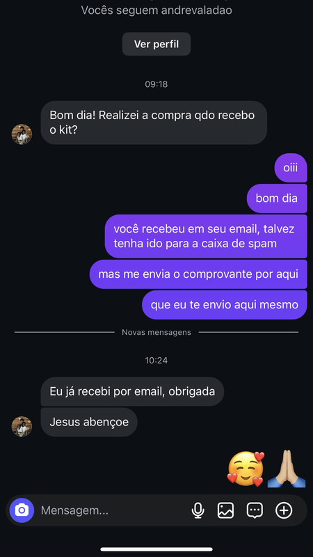 Depoimento do Instagram